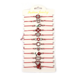 Brățară Martisor din material textil cu element metalic și cristale ASORTATE - 12 bucăți