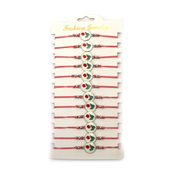 Brățară textilă Martisor cu lalea cu element metalic - 12 bucăți