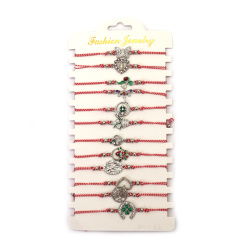 Brățară Martisor  din material textil cu element metalic și cristale ASORTATE - 12 bucăți