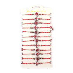 Brățară Martisor din material textil cu element metalic, broderie, ASORTATE - 12 bucăți