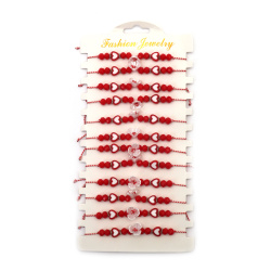 Brățară textilă Martisor cu mărgele acrilice - 12 bucăți