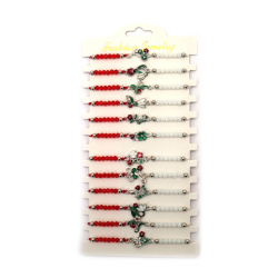 Brățară Martisor din material textil cu element metalic și mărgele acrilice ASORTATE - 12 bucăți