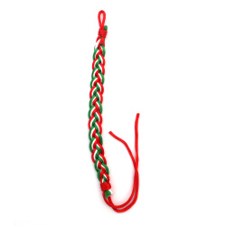 Brățară Martisor, șnur de mătase, alb, verde, roșu - 10 bucăți