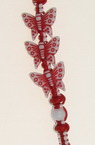 Macrame Martenitsa Bracelet with Butterfly Beads / White and Red - 10 pieces