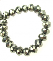 Χάντρα πολύπλευρη 8x6 mm τρύπα 1 mm γραφίτης ~ 72 τεμάχια