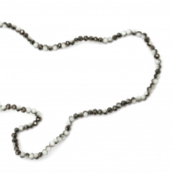 Dazzling crystal beads strand for DIY dress decoration, gifts and other craft 4x3 mm hole 1 mm half galvanized white and black ~ 150 pieces