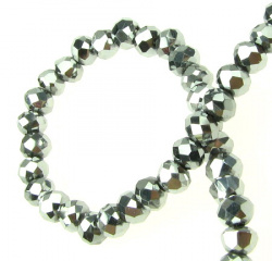 Margele de cristal 4x3 mm gaură 1 mm argint galvanizat ~ 100 bucăți