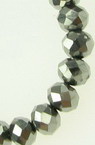 Margele de cristal 4x3 mm gaură 1 mm galvanizat argintiu închis ~ 100 bucăți