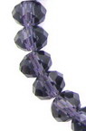 String Transparent Glass Crystals /  8x6 mm, Hole: 1 mm, Violet ~ 68 pieces