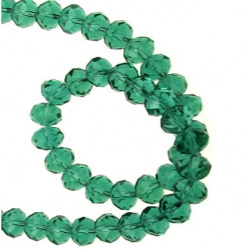 String of Crystal Beads / 8x6 mm,  Hole: 1 mm / Transparent TEAL Color ~ 68 pieces