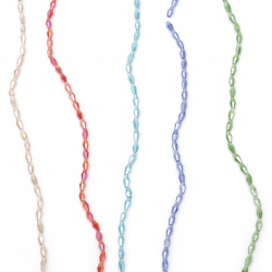 Oval crystal beads string, faceted 8x4x4 mm hole 1.5 mm electroplated rainbow assorted colors ~ 72 pieces