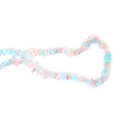 Șir margele cu pietre semiprețioase cu șnur 5-7 mm ~ 90 cm AQUAMARINE