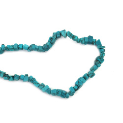 String of Semi-precious Stone Chips, Imitation Turquoise / 5-7 mm ~ 90 cm