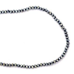 Crystal beads, Strand, 4x3mm, hole 1mm, galvanized blue -150 pcs