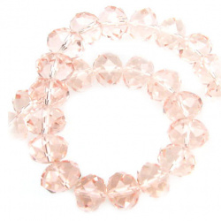 String Glass Crystals / 12x8 mm,  Hole: 1 mm / Transparent Pink ~ 72 pieces