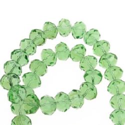 Șirag de mărgele de cristal 14x10 mm gaură 1 mm verde transparent ~ 60 bucăți