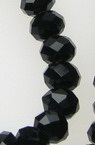 String of Faceted Crystal Beads for Jewelry and DIY Craft, Black color, 6x4 mm, hole 1 mm, ~88 pieces