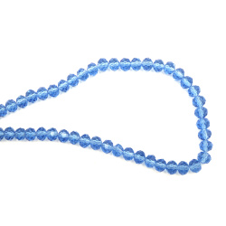String of Glamorous Crystal Beads / 8x6 mm, Hole: 1 mm /  Transparent Blue ~68 pieces