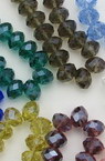 String of Glass Crystal Beads /  12x8 mm, Hole: 1 mm /  Transparent ASSORTED ± 72 pieces