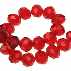 String crystal beads, 14x10 mm, hole 1 mm, transparent red ~60 pieces