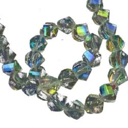 Margele de sfoară cristal 12 mm gaură 1,2 mm galvanizată RAINBOW transparent ~ 50 bucăți