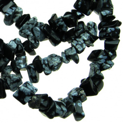 Gemstone Chip Beads Strand  5-7 mm ~ 90 cm SNOWFLAKE OBSIDIAN