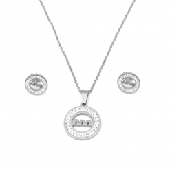 Not Available Online. You can also buy at EM ART stores and at +359 884 000 893 Set of necklace and steel earrings with crystals