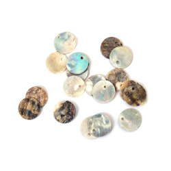 Mother-of-Pearl Coin Pendant 13x13x1 mm, Hole 1.5~2 mm - 10 grams ~40 pieces