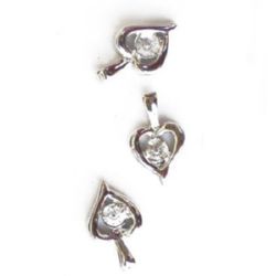 Metal charm - heart  crystal 10 x 15 mm