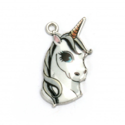 Unicorn Metal Pendant, Metal Charm for Jewelry Making, DIY and Craft, Silver Color, 26x13x2.5 mm, Hole: 1.5 mm, 2 pieces 