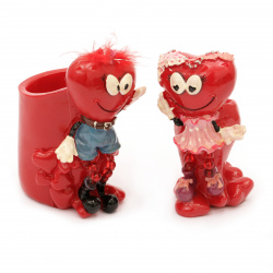 Pencil Holder with Cute Heart Shaped Figures / 100 mm