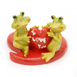 Heart Shaped Candle Holder with Frogs / Valentine's Day Gift / 75x90 mm