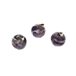  Pandantiv din piatră naturală AMETIST CHEVRON /Bânduit/ Măr 16x13 mm