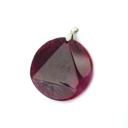 Pendant natural stone agate cyclamen 37 ~ 50x20 ~ 25x3 ~ 4x2 mm