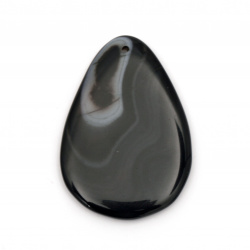 Висулка с естествен камък АХАТ ивичест черен 35~45x55~65 мм