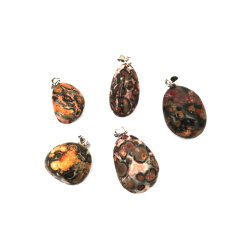 Pendant Natural Stone LEOPARD SKIN JASPER 10~20x33~25 mm