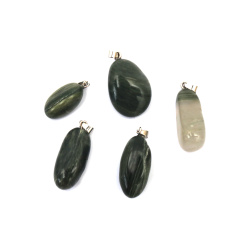 Pendant Natural Stone GREEN JASPER "Green Line" 10~20x20~30 mm