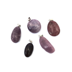 Pendant Natural Stone LEPIDOLITE, 12~23x22~28 mm