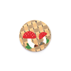 Designer pendant, made of  plastic, painted, 37x2 mm, hole 1 mm, mushrooms
