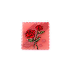 Πλαστικό ζωγραφισμένο κρεμαστό 35x35x2 mm τρύπα 1 mm τριαντάφυλλα