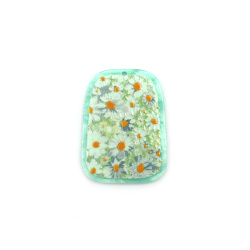 Designer pendant, made of plastic, painted, 40x29x2.5mm, hole 1mm, Daisies