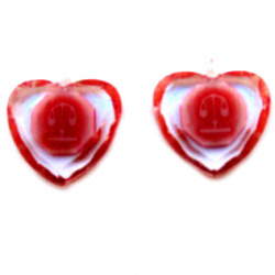 Висулка кристал сърце ЗОДИИ 25 мм червена -12 броя