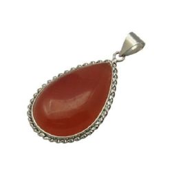 Natural stone pendant Red Aventurine 26x51x7 mm hole 5 mm