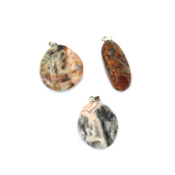 Natural Stone Pendant CRAZY LACE Agate-Jasper 12~25x25~30 mm