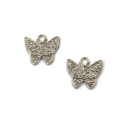 Delicate pendant brass butterfly with zirconium 19x10.5x6 mm extra quality