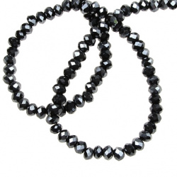 Наниз мъниста кристал 3.5x2.5 мм дупка 1 мм прозрачен графит ~150 броя