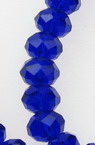 Наниз мъниста кристал 6x4 мм дупка 1 мм прозрачен син тъмно ~88 броя