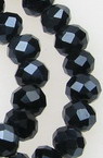 Glass Faceted Beads Strand / 8x6 mm, Hole: 1 mm / Black ~ 72 pieces