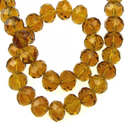 Glamorous crystal glass beads strand for jewelry making and DIY home decor ideas 10x7 mm hole 1 mm transparent brown sand ~ 72 pieces