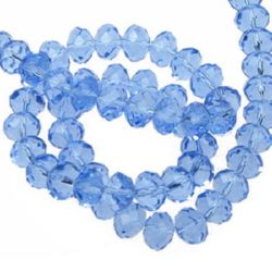 Наниз мъниста кристал 10x7 мм дупка 1 мм прозрачен син светло ±72 броя